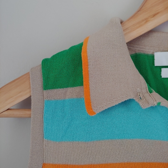 Liz Claiborne Golf Cotton Knit Polo Tank Top Sleeveless Multicolor Stripe Size M - Picture 6 of 12